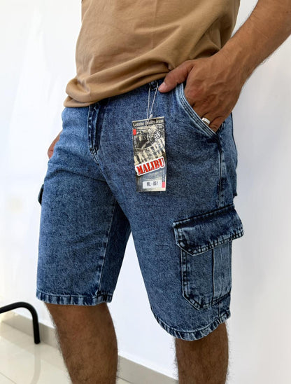 Bermudas de jeans cargo de caballeros
