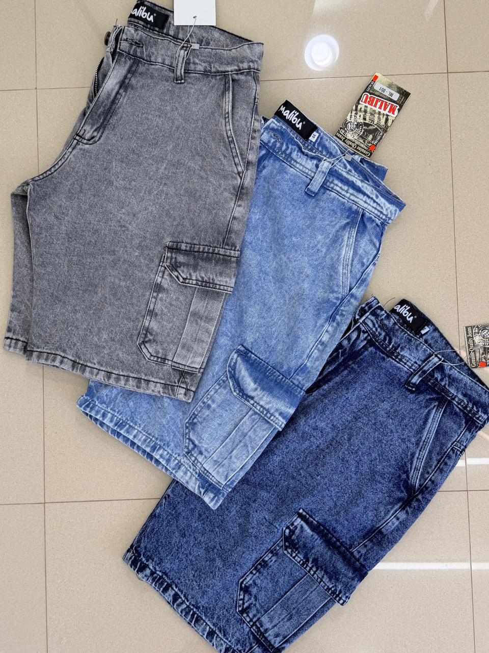 Bermudas de jeans cargo de caballeros