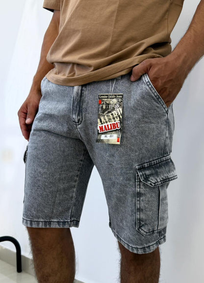 Bermudas de jeans cargo de caballeros