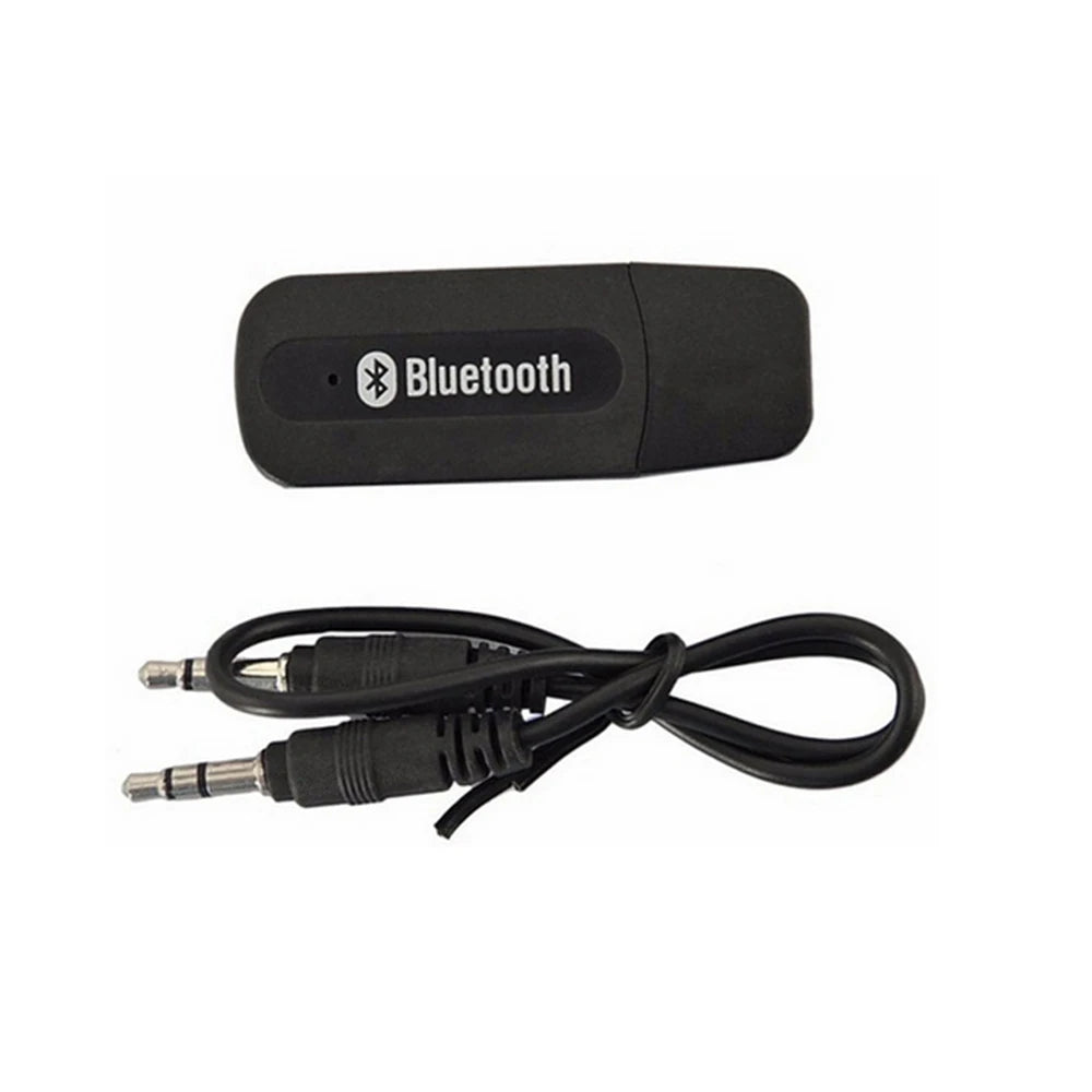 Car USB Bluetooth-compatible Audio Receiver Car Wireless Adapter with 3.5mm AUX Audio Data Cable for PC Laptop Phone