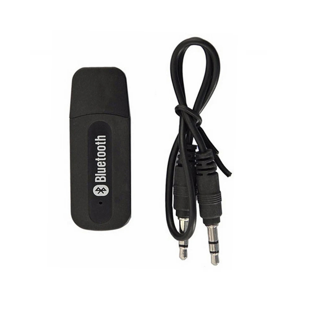 Car USB Bluetooth-compatible Audio Receiver Car Wireless Adapter with 3.5mm AUX Audio Data Cable for PC Laptop Phone