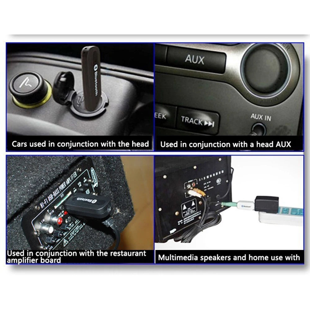 Car USB Bluetooth-compatible Audio Receiver Car Wireless Adapter with 3.5mm AUX Audio Data Cable for PC Laptop Phone