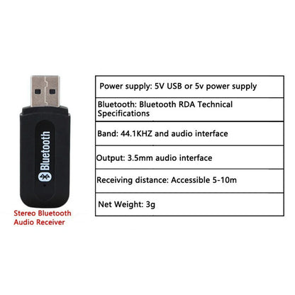 Car USB Bluetooth-compatible Audio Receiver Car Wireless Adapter with 3.5mm AUX Audio Data Cable for PC Laptop Phone